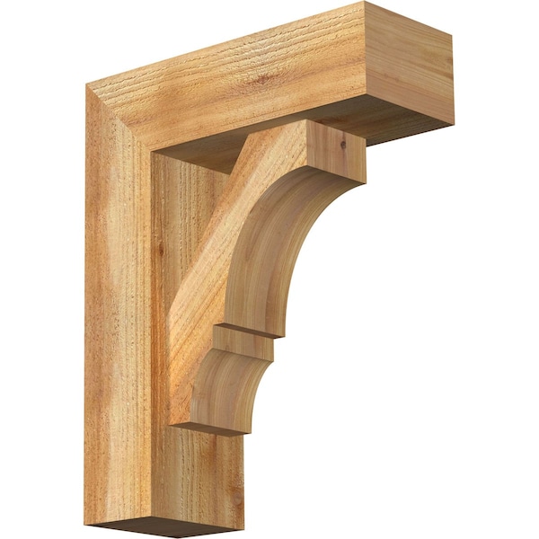 Ekena Millwork Balboa Block Rough Sawn Bracket w/ Offset Brace, Western Red Cedar, 6"W x 16"D x 20"H BKT0604X16X20BOA05RWR - main